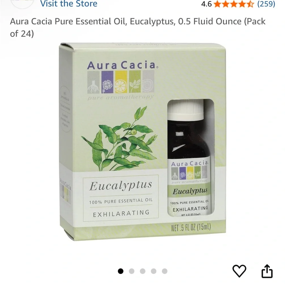 NEW Aura Cacia Aromatherapy Room Diffuser with 2 Eucalyptus Oils